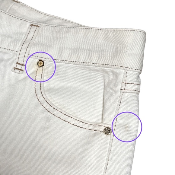 Vintage Y2K Gucci  Straight Leg Gold Accent White Jeans Womens 30" READ DESC - Picture 11 of 16
